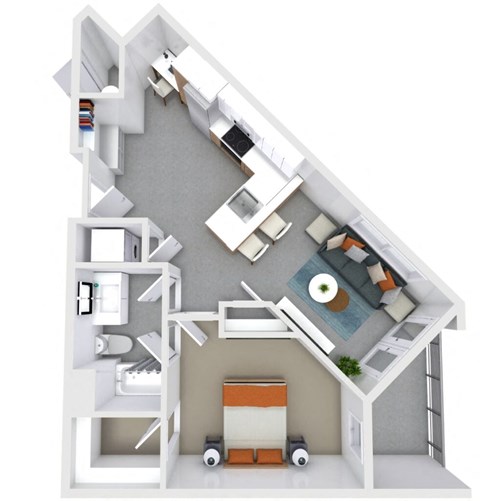 a floor plan of a house with a bedroom and a living room